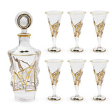 Bohemia Crystal Bottle & Goblet Set, 7 Pieces -Gold