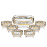 Bohemia Crystal Bowl Set, 7 Pieces -Gold & Silver