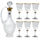 Bohemia Crystal Bottle & Goblet Set, 7 Pieces -Gold