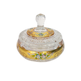 Bohemia Crystal Bonbonniere with Cover -Hand Cut -19.5 cm -Gold