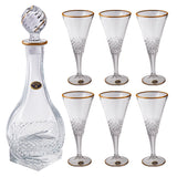 Bohemia Crystal Bottle & Goblet Set, 7 Pieces -Gold
