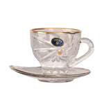 Bohemia Crystal Tea Cup with Saucer Set, 12 Pieces -Gold