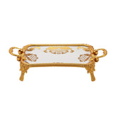 Porcelain Plate with Handles and Legs -Gold -33x24 cm