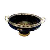 Limoge Rostema Plate with Base -Romeo & Juliet -Cobalt Blue & Gold -40x40x18 cm