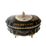 Limoge Rostema Bonbonniere with Cover & Gold Plated Legs -Cobalt Blue & Gold -30x20x15