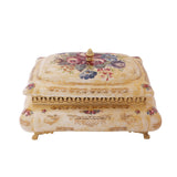 Limoge Rostema Bonbonniere with Cover & Gold Plated Legs -Beige & Gold -30x25x18 cm