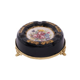 Limoge Rostema Ashtray with Gold Plated Legs -Cobalt Blue & Gold -14x14x5 cm