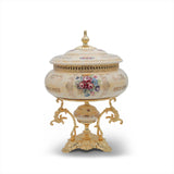 Limoge Rostema Potiche with Base -Beige & Gold -30x30x43 cm