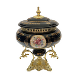 Limoge Rostema Potiche with Base -Cobalt Blue & Gold -﻿30x30x43 cm