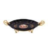 Limoge Rostema Plate with Gold Plated Handles & Legs -Romeo & Juliet -Cobalt Blue & Gold