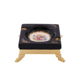 Limoge Rostema Square Ashtray with Gold Plated Legs -Cobalt Blue & Gold -13x13x5 cm