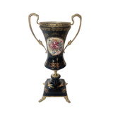 Limoge Rostema Potiche with Base & Gold Plated Handles -Cobalt Blue & Gold -﻿20x35 cm