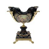 Limoge Rostema Gardinera with Gold Plated Legs -Romeo & Juliet -Cobalt Blue & Gold -40x40x50 cm