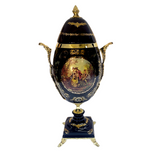 Limoge Rostema Potiche with Gold Plated Legs & Handles -Romeo & Juliet -Cobalt Blue & Gold -18x14x34 cm