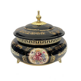 Limoge Rostema Bonbonniere with Cover & Gold Plated Legs -Cobalt Blue & Gold -25x30 cm