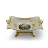 Limoge Rostema Plate with Gold Plated Handles & Legs -Romeo & Juliet -Beige & Gold -22x14x8 cm