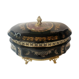 Limoge Rostema Bonbonniere with Cover & Gold Plated Legs -Romeo & Juliet -Cobalt Blue & Gold -30x20x15 cm