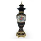 Limoge Rostema Potiche with Base & Gold Plated Handles -Cobalt Blue & Gold -58 cm