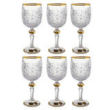 Bohemia Crystal Goblet Set, 6 Pieces -Gold