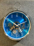 Wall Clock -35x35 cm -Silver & Turquoise