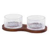 Nut Bowl Set on a Wooden Stand, 2 Pieces