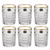 Bohemia Crystal Tumbler Diamond Set, 6 Pieces -Gold -230 ml