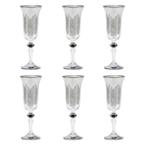 Bohemia Crystal Flute Set, 6 Pieces -Silver