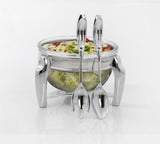 Royal Alfredo Salad Bowl with Servings -Silver -3 Lit. -Stainless Steel