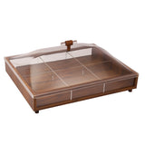 Wooden Divided Tray with Acrylic Lid -6 Sections -38x31x15 cm
