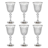 Bohemia Crystal Goblet Set, 6 Pieces -Silver -220 ml