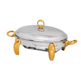 Royal Alfredo Oval Food Warmer -Silver& Gold -3 Lit. -Stainless Steel