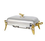 Royal Alfredo Rectangular Food Warmer -Silver& Gold -3 Lit. -Stainless Steel