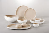 Daily Use Dinner Set, 30 Pieces -Porcelain -Beige & White