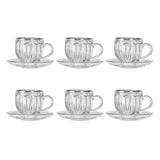 Teacup with Saucer Set, 12 Pieces -Silver