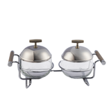 2 Jam Serving Dishes -Stainless Steel 18/10 & Glass