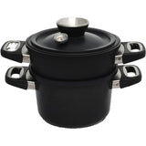 AMT Non-Stick Cooking Set with Steamer, 3 Pieces -Cast Aluminium -33x26 cm