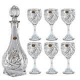 Bohemia Crystal Bottle & Goblet Set, 7 Pieces