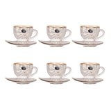Bohemia Crystal Tea Cup with Saucer Set, 12 Pieces -Gold
