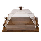 Square Wooden Tray with Acrylic Lid and Handle -33x20x20 cm