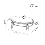 Royal Alfredo Oval Food Warmer -Silver -2.2 Lit. -Stainless Steel