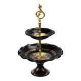 Limoge Rostema 2 Tier Cake Stand  -Romeo & Juliet -Cobalt Blue & Gold