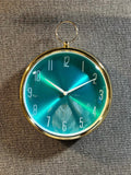 Wall Clock -35x35 cm -Gold & Turquoise
