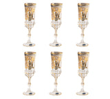 Bohemia Crystal Flute Set, 6 Pieces -Silver & Gold