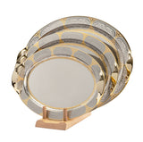 Tresors Tray with Handles, 3 Pieces -Made in Italy -Silver & Gold -Stainless Steel 18/10