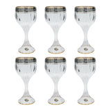 Bohemia Crystal Goblet Set, 6 Pieces -Gold & Silver