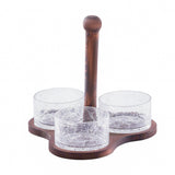 Nut Bowl Set with Wooden Holder, 3 Pieces