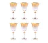 Bohemia Crystal Goblet Set, 6 Pieces -Gold -220 ml