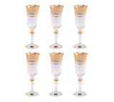 Bohemia Crystal Flute Set, 6 Pieces -Gold -150 ml