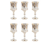Bohemia Crystal Goblet Set, 6 Pieces -Silver & Gold
