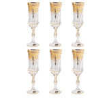 Bohemia Crystal Flute Set, 6 Pieces -Gold